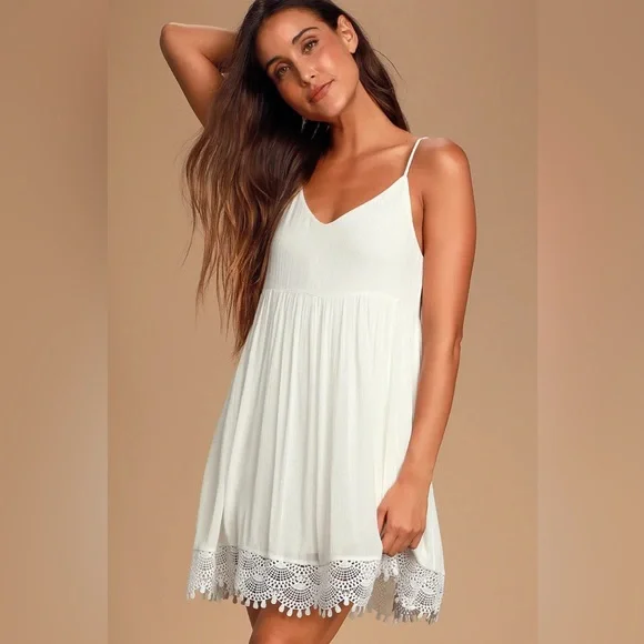 Lulus Rhiannon Ivory Lace Babydoll Dress - Picture 1 of 3